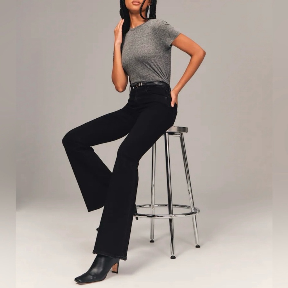 Abercrombie & Fitch Black Flare Ultra High Rise Jeans - Picture 2 of 8